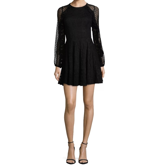 City Triangles Black Lace Ruffle Sleeve A-Line Dress - Junior's Size 1 - Picture 2 of 10